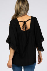 Black Embroidered Lace Detail Blouse