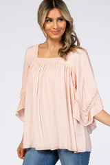 Light Pink Embroidered Lace Detail Blouse