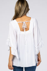 White Embroidered Lace Detail Blouse