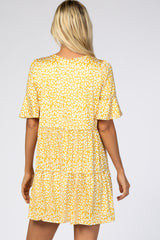 Yellow Animal Print Ruffle Sleeve Dress