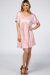Peach Animal Print Short Sleeve Maternity Dress