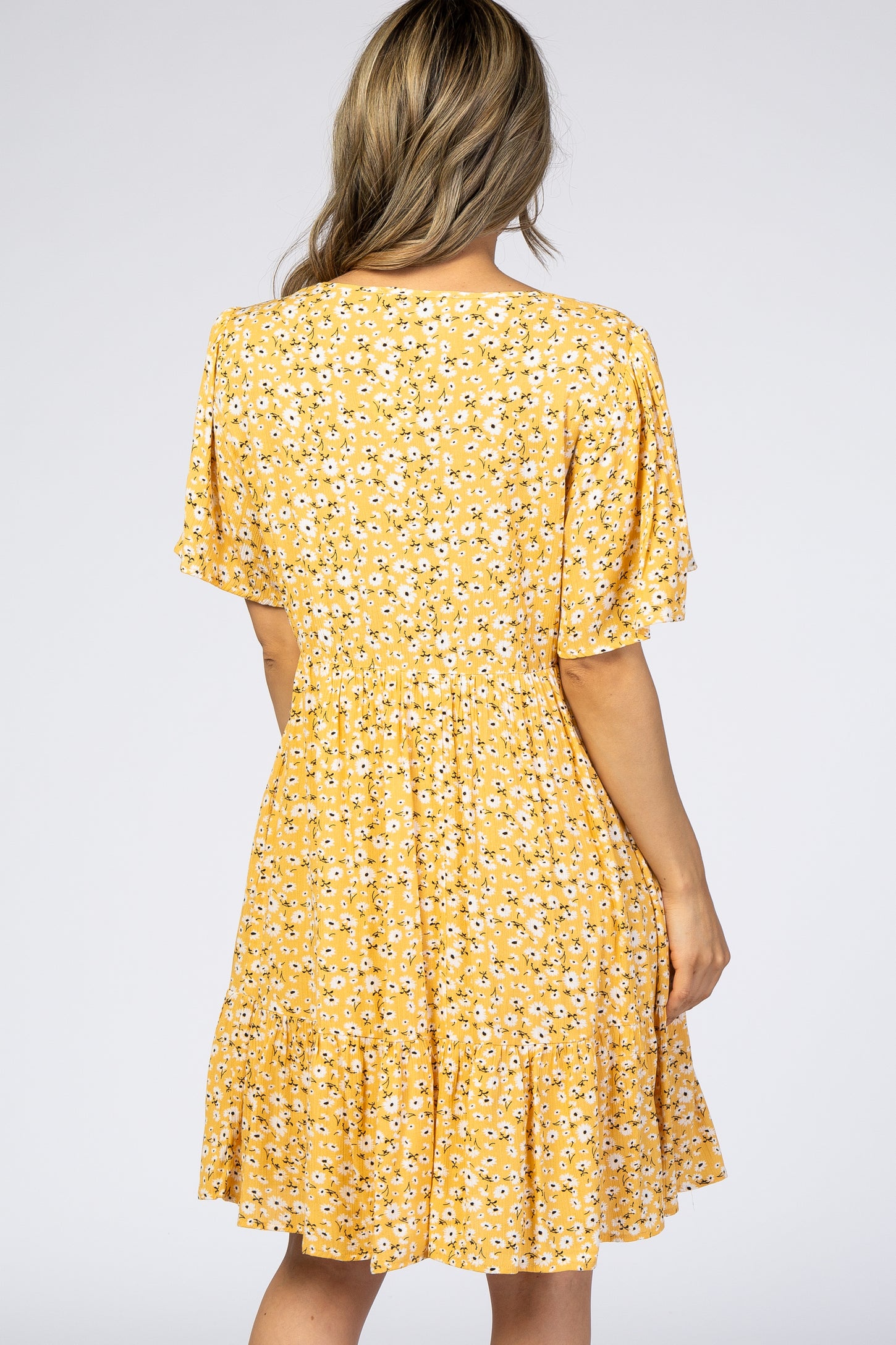 Yellow Floral Button Front Dress