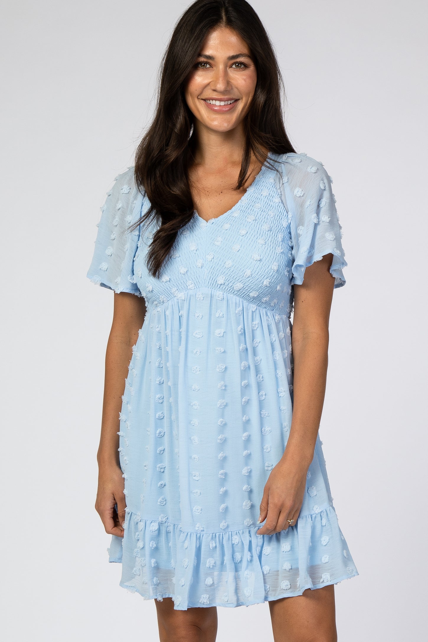 Light Blue Swiss Dot Smocked Dress Light Blue Swiss Dot Smocked Dress