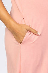 Pink Side Slit Maternity Midi Dress