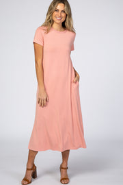Pink Side Slit Midi Dress