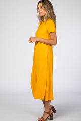 Yellow Side Slit Midi Dress