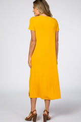 Yellow Side Slit Midi Dress