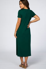 Forest Green Side Slit Maternity Midi Dress