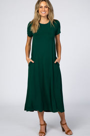 Forest Green Side Slit Midi Dress