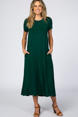 Forest Green Side Slit Maternity Midi Dress