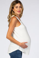 Ivory Ribbed Sleeveless Maternity Top