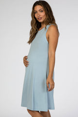 Light Blue Sleeveless Maternity Dress