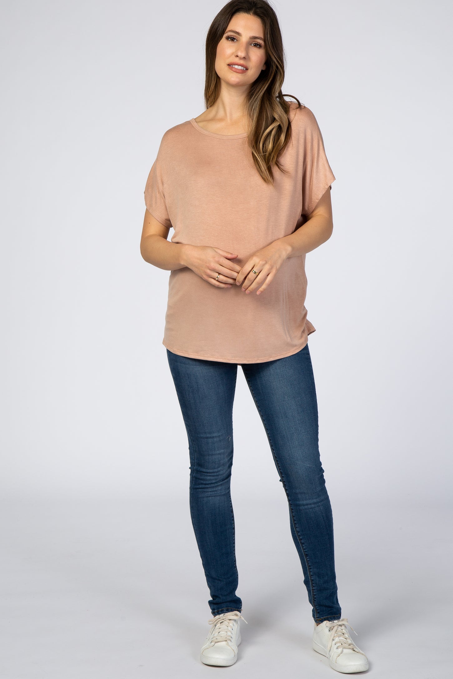 Taupe Cross Back Short Sleeve Maternity Top