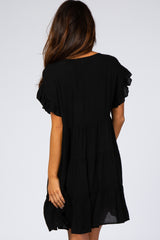 Black Tiered Ruffle Accent Dress