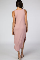 Light Pink Ribbed Maxi Dress