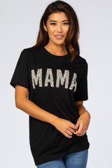 Black Animal Print Mama Graphic Maternity Top