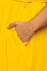 Yellow Front Button Ruffle Tiered Hem Maternity Plus Midi Dress