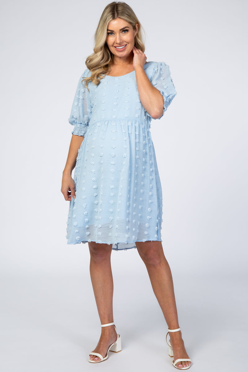 Light Blue Swiss Dot Maternity Dress – PinkBlush