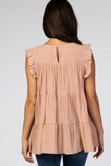 Peach Textured Tiered Blouse