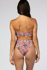 Mauve Floral Bandeau Bikini Swim Set
