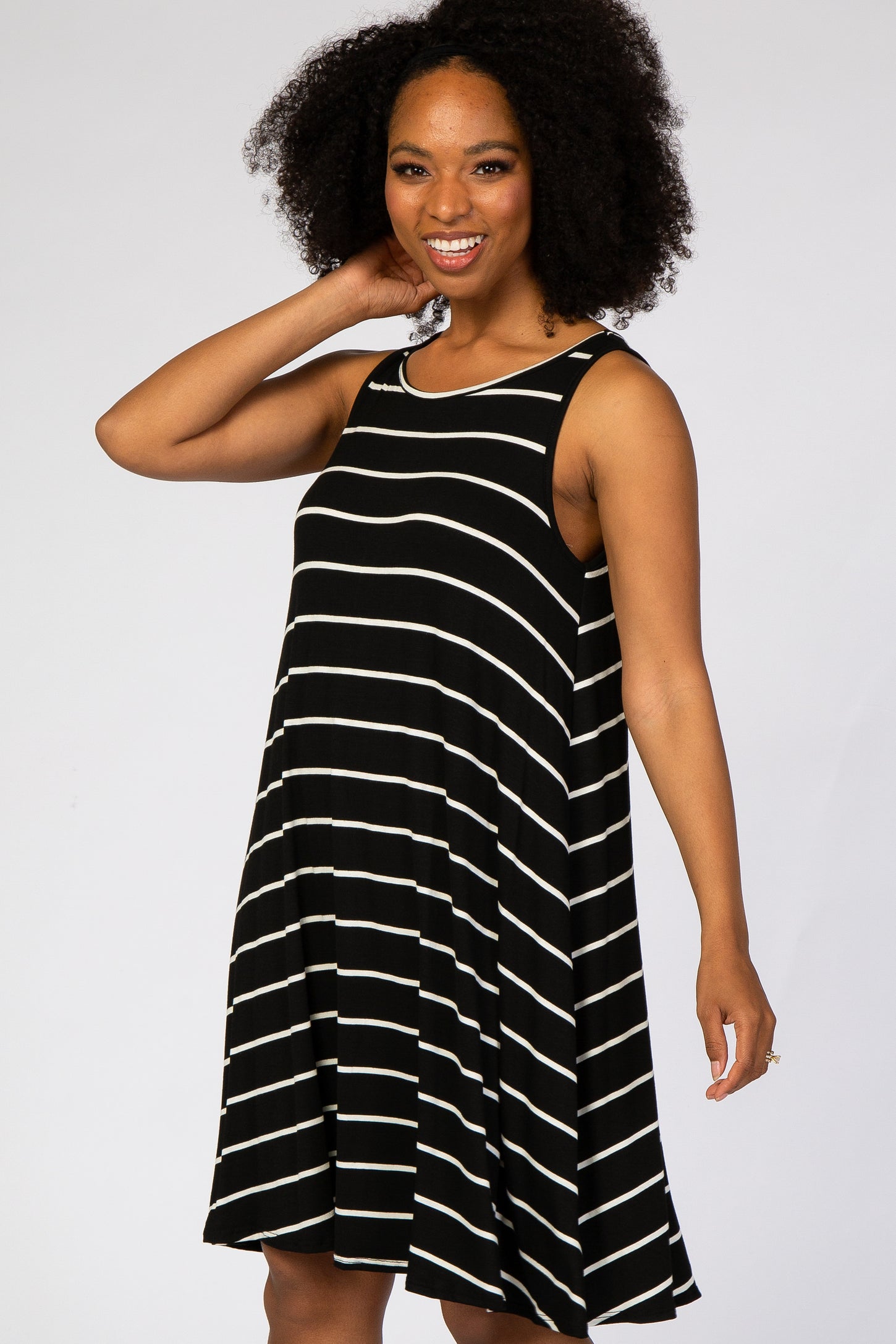 Black Striped Sleeveless Dress