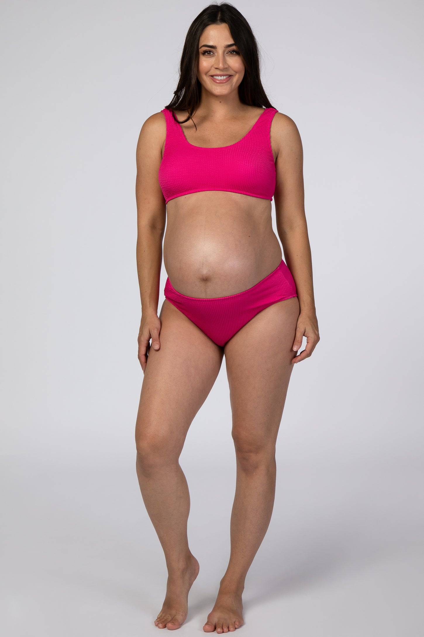Hot Pink Ribbed Maternity Bikini Set– PinkBlush