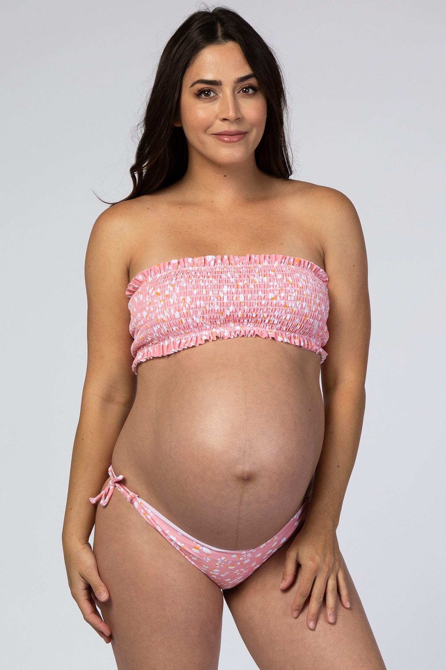 Maternity Triangle Pink Bikini Set Friendly for Bump for Busty