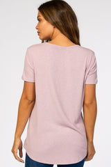 Lavender Ribbed Maternity T Shirt