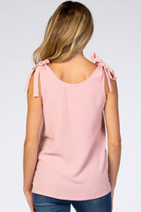 Pink Knot Accent Sleeveless Maternity Top