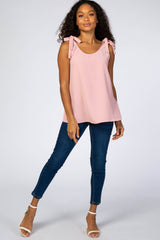 Pink Knot Accent Sleeveless Top
