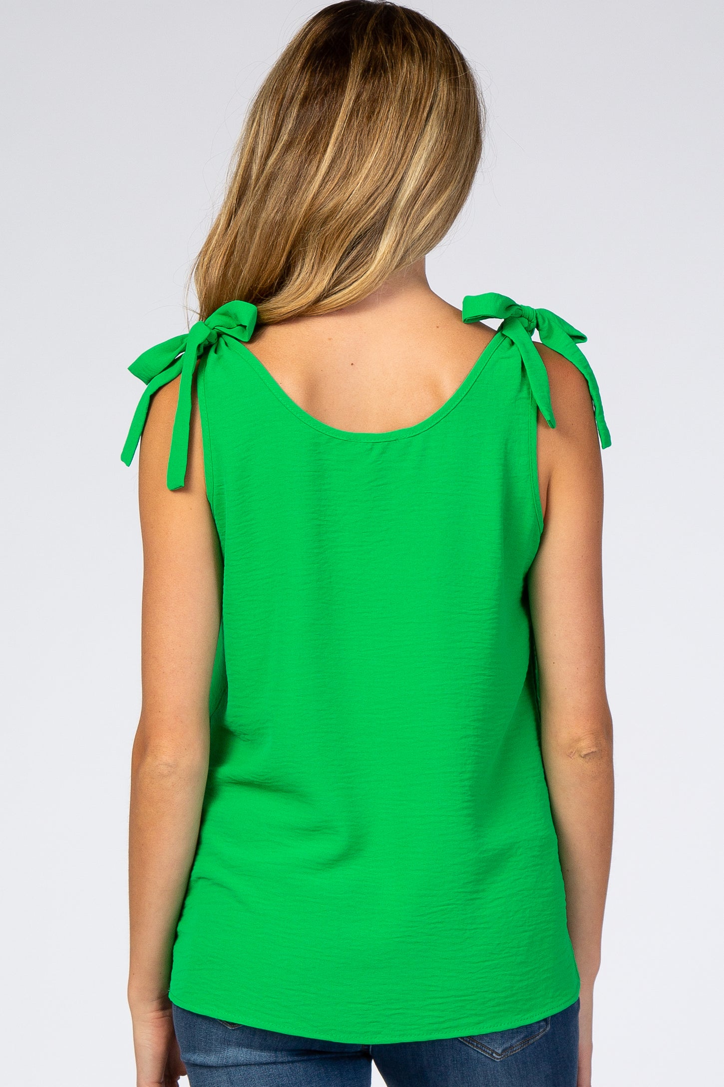 Green Knot Accent Sleeveless Maternity Top