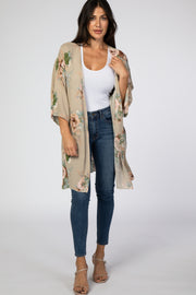 Taupe Floral Cover Up