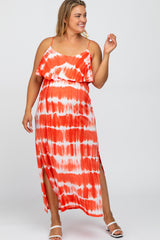 Coral Tie Dye Maternity Plus Maxi Dress