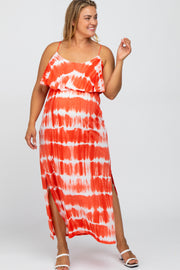 Coral Tie Dye Maternity Plus Maxi Dress