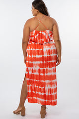 Coral Tie Dye Plus Maxi Dress
