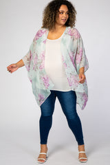 Mint Floral Chiffon Maternity Plus Cover Up