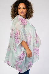 Mint Floral Chiffon Maternity Plus Cover Up