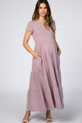 Lavender Tiered Maternity Midi Dress