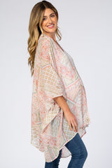 Mauve Floral Geometric Sheer Maternity Cover Up