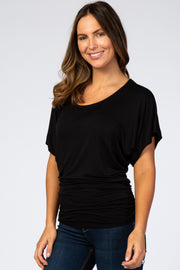 Black Basic Fitted Dolman Sleeve Top