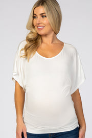 Ivory Basic Fitted Dolman Sleeve Maternity Top