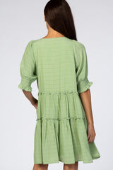 Green Smocked Tiered Dress