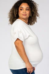 Ivory Floral Sleeve Plus Maternity Top
