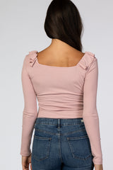 Pink Off Shoulder Ruffle Bodysuit