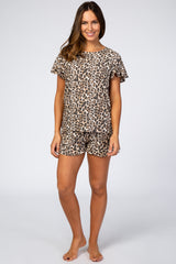 Brown Leopard Short Pajama Set