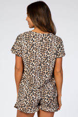 Brown Leopard Short Pajama Set