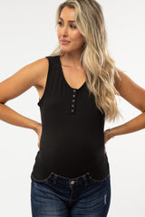 Black Snap Button Maternity Bodysuit