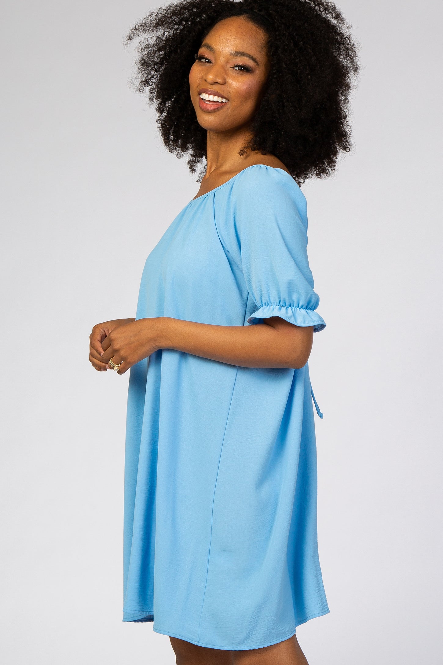 blue blush ruffle dress Baltic Born Womens Kearny Ruffle Maxi Dress | Light Blue + Blush