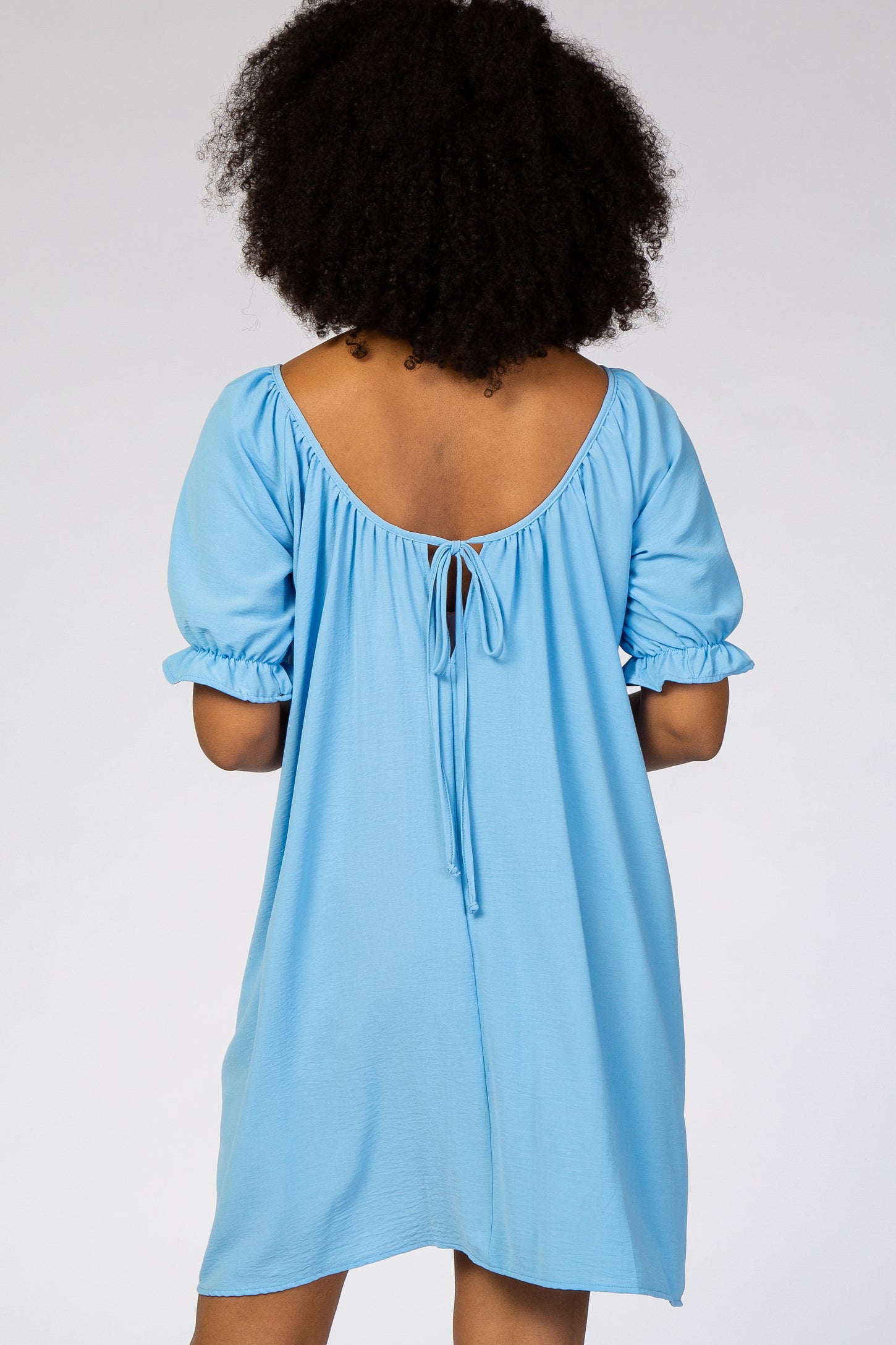 Light Blue Short Ruffle Sleeve Dress