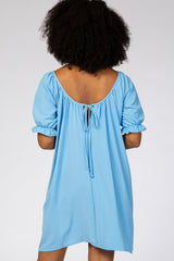 Light Blue Short Ruffle Sleeve Dress